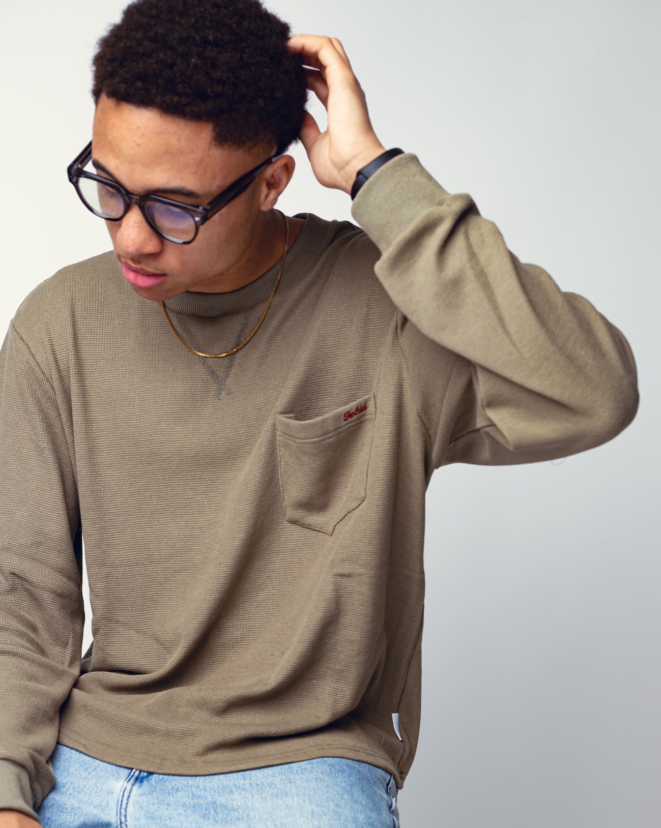 "Burnt Matcha" Waffle Knit Long sleeve